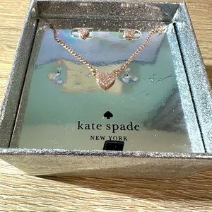 Brand new,never worn. Kate spade rose gold heart necklace with matching earrings